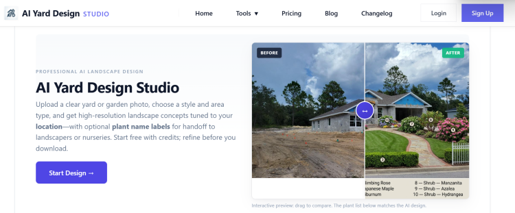 Create, Refine, and Visualize Frontyard & Backyard Landscape Ideas On AI-Yard-Design.Com
